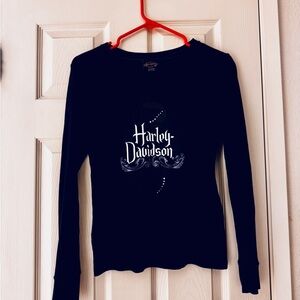 Harley-Davidson Woman’s Navy Crewneck Thermal Sweater